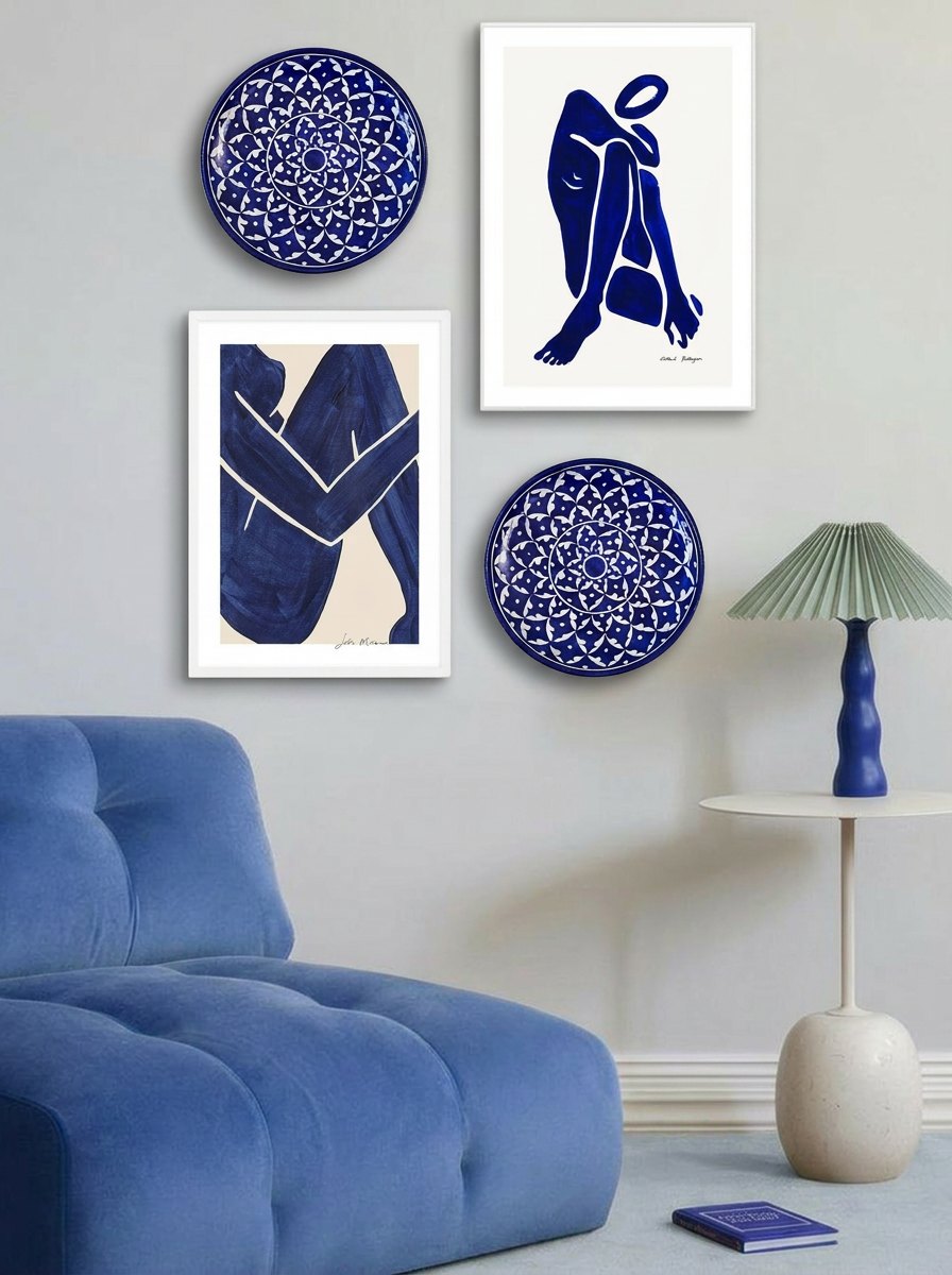 Blue Pottery Wall Plate – Geometric