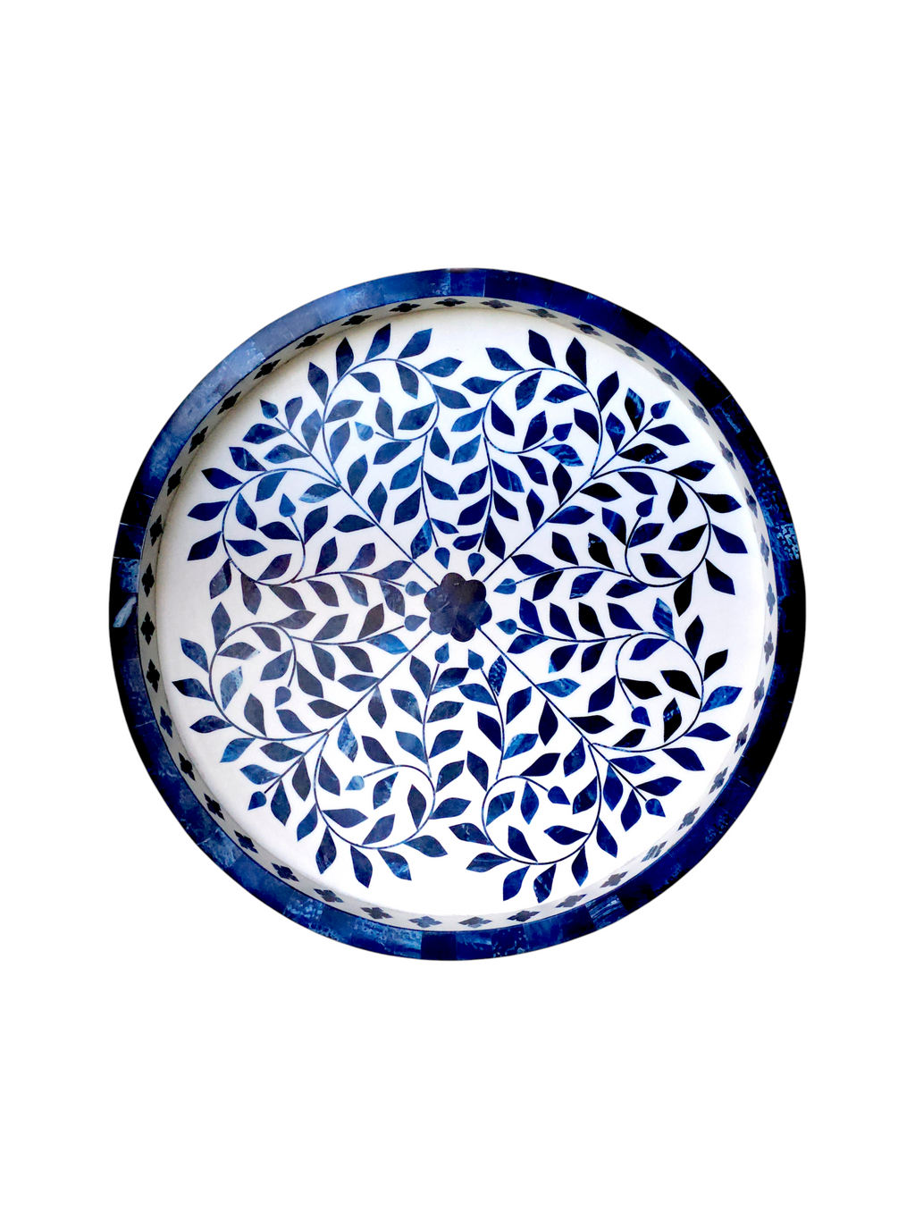 Wood Inlay Navy Blue Tray