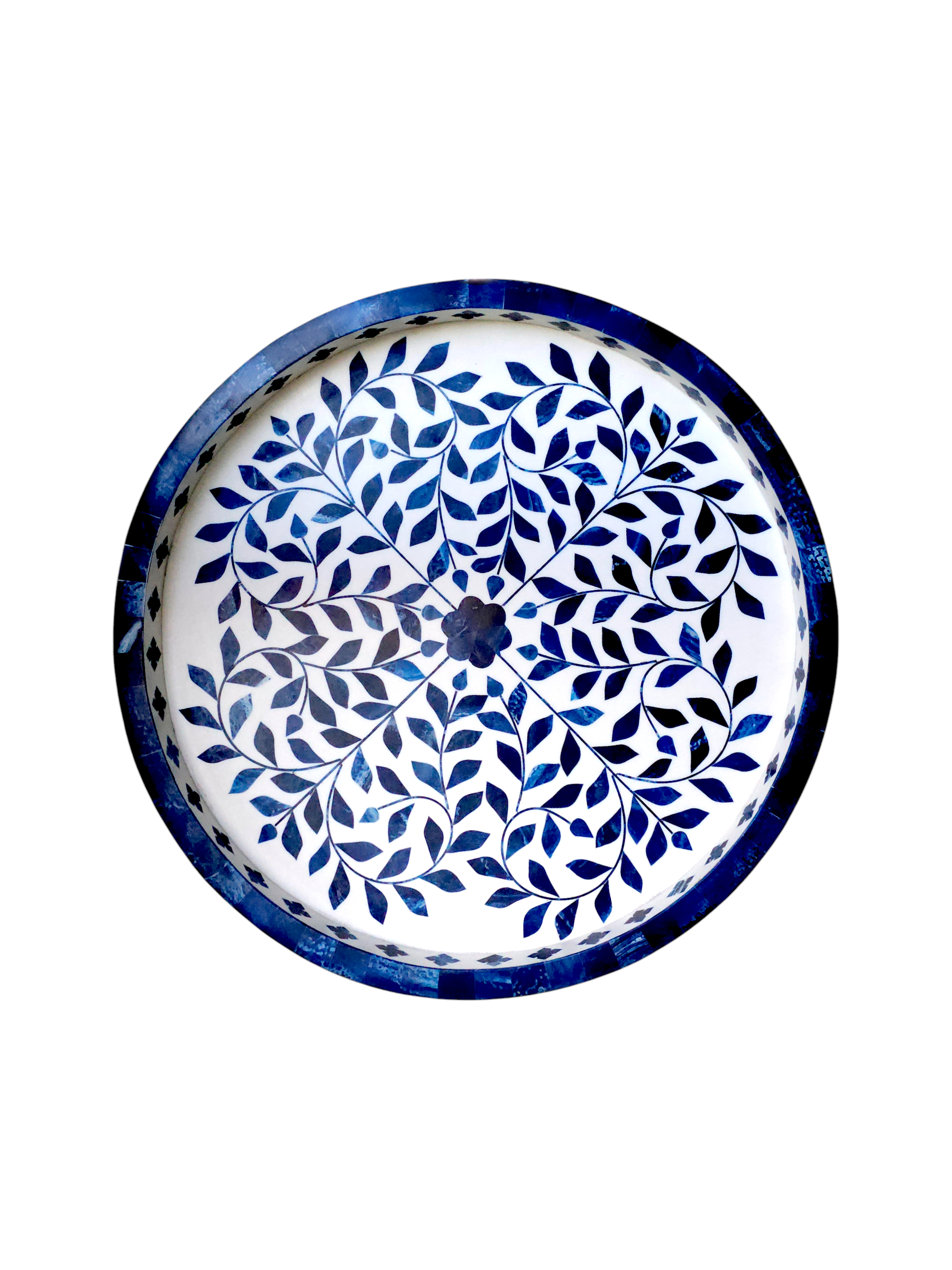 Wood Inlay Navy Blue Tray
