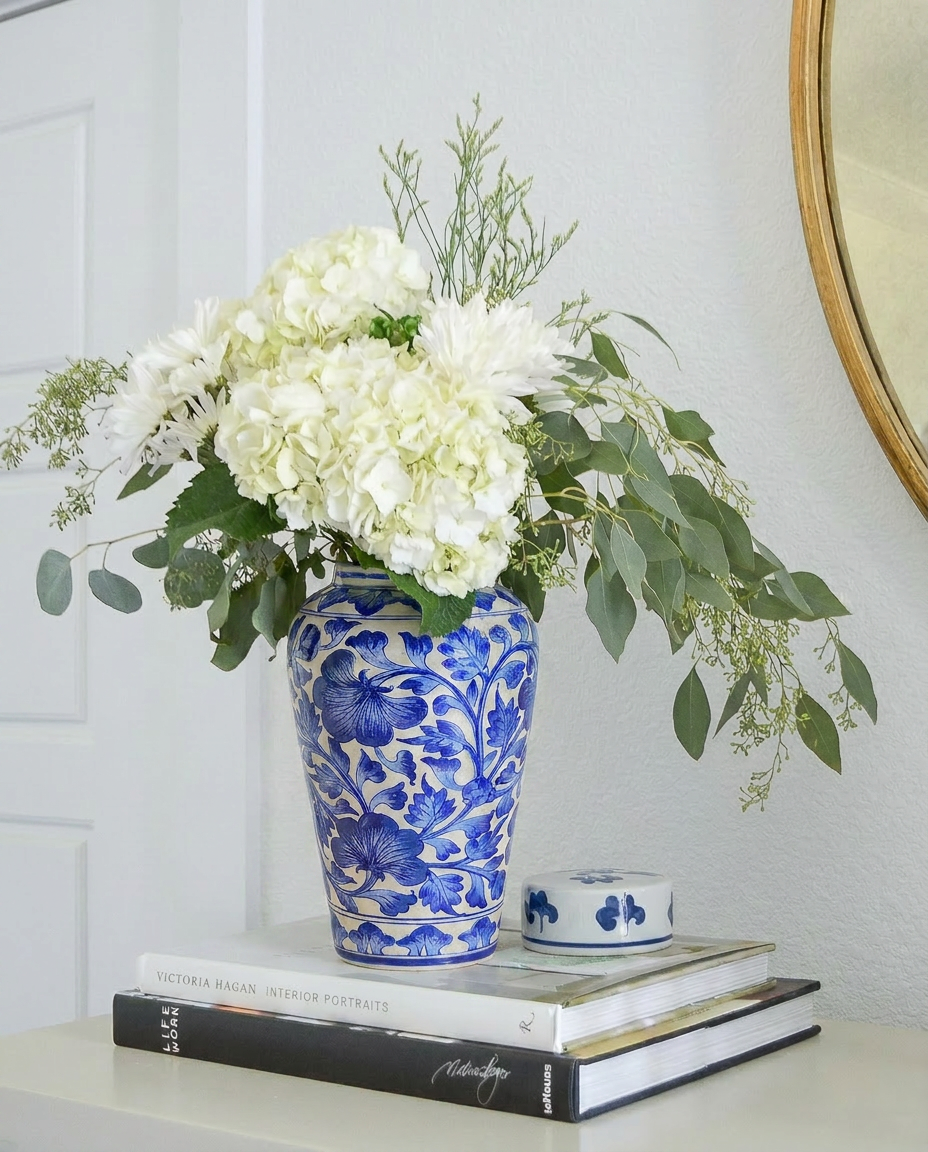 Artisan Blue Pottery Vase - Light Blue