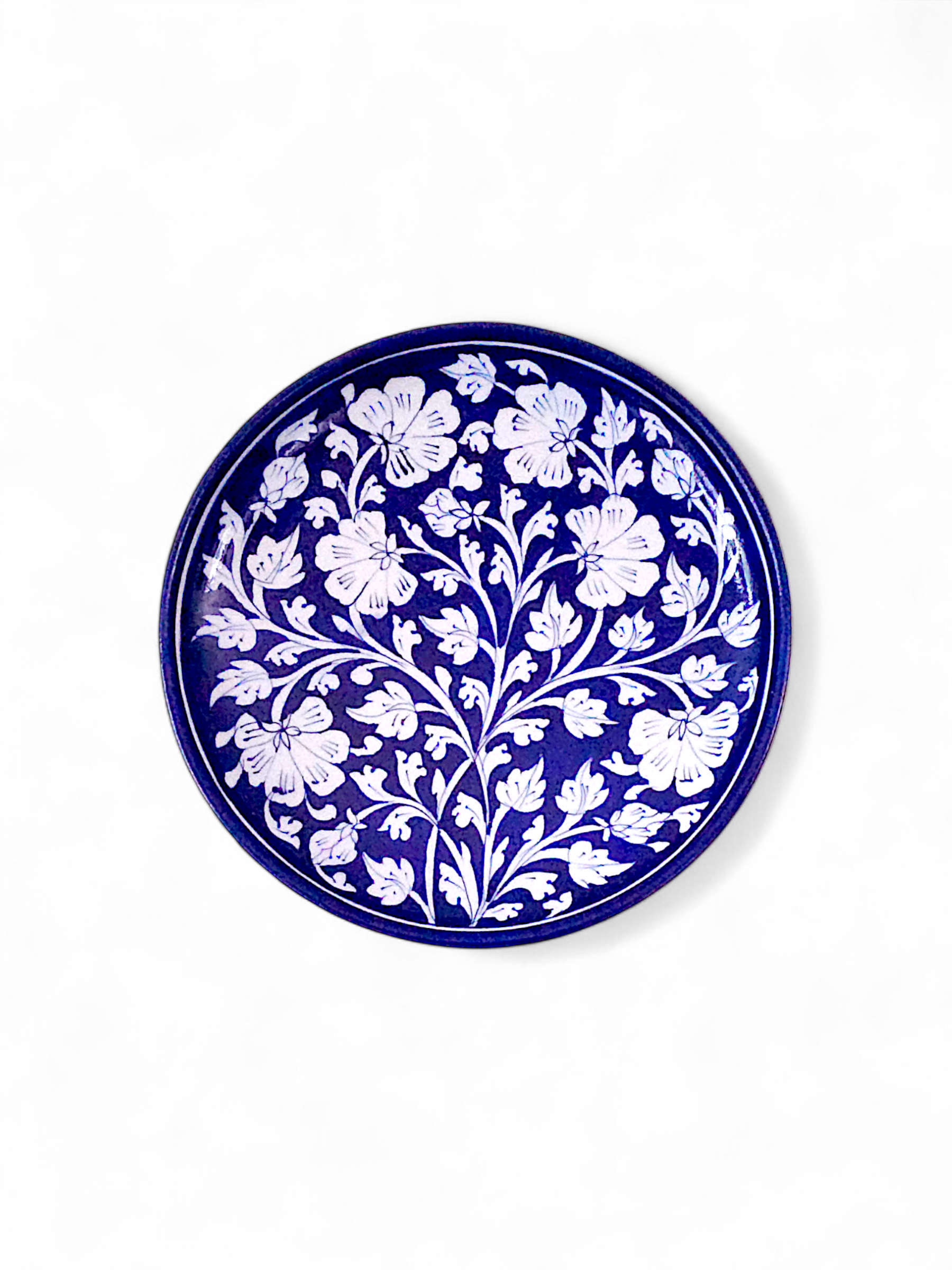 Blue Pottery Decorative Wall Plate - Dark Blue