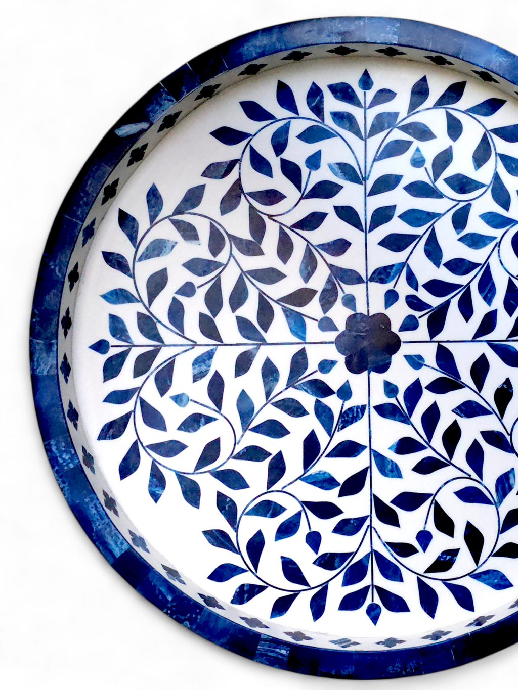 Wood Inlay Navy Blue Tray