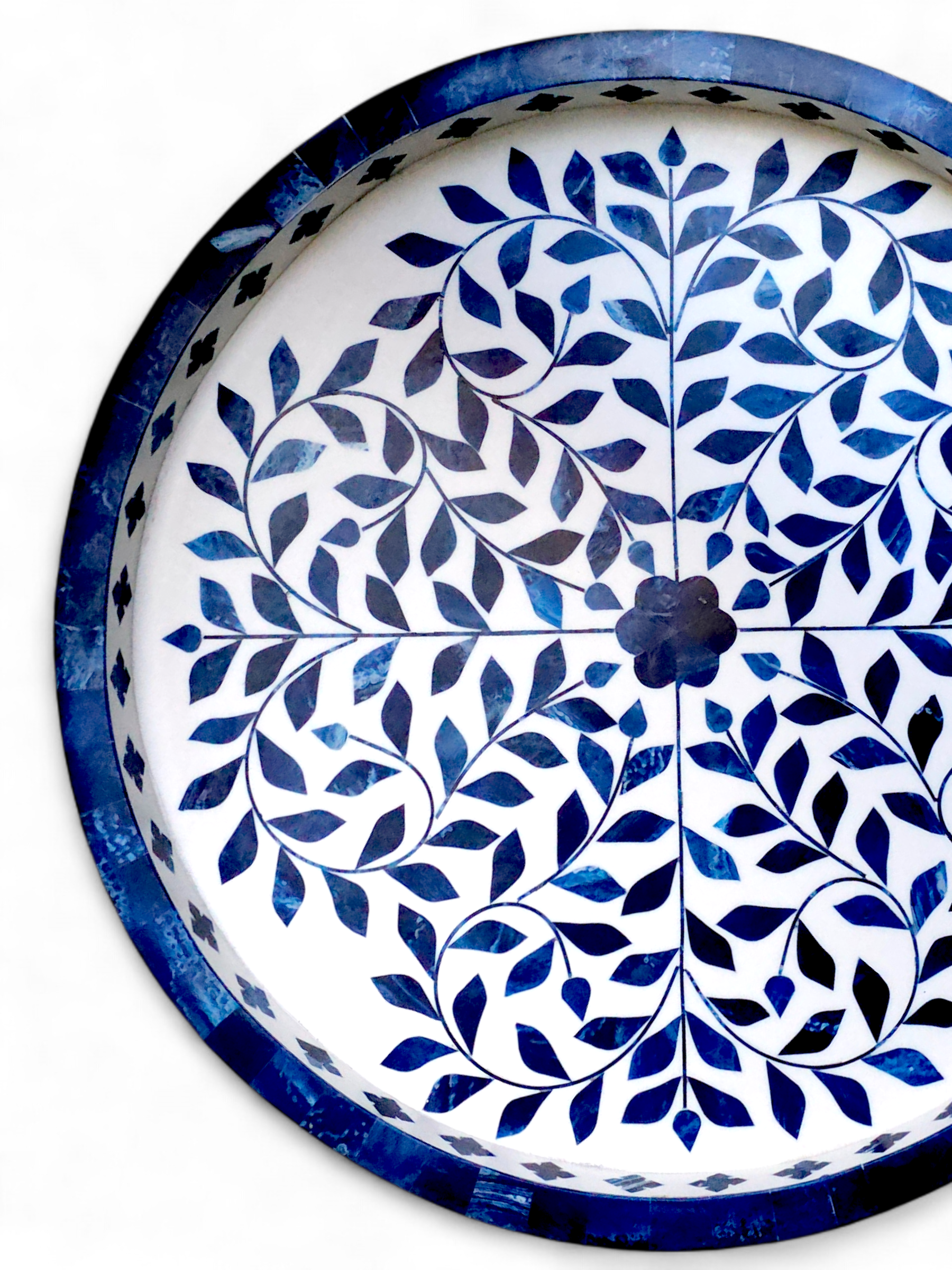 Wood Inlay Navy Blue Tray