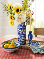Artisan Blue Pottery - Long Vase