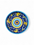 Blue Pottery Decorative Wall Plate - Yellow and Blue