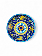 Blue Pottery Decorative Wall Plate - Yellow and Blue