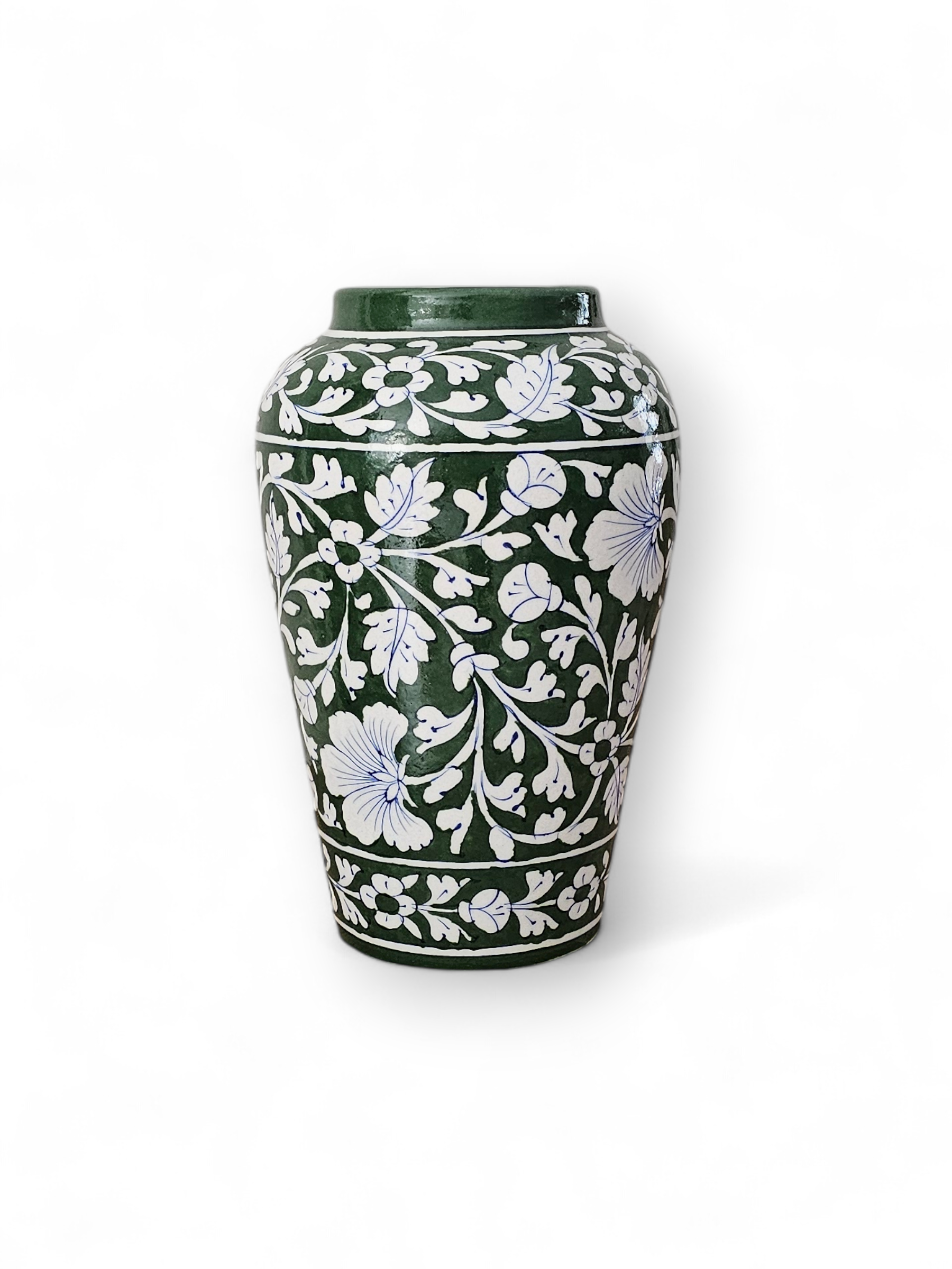 Artisan Blue Pottery Green Vase