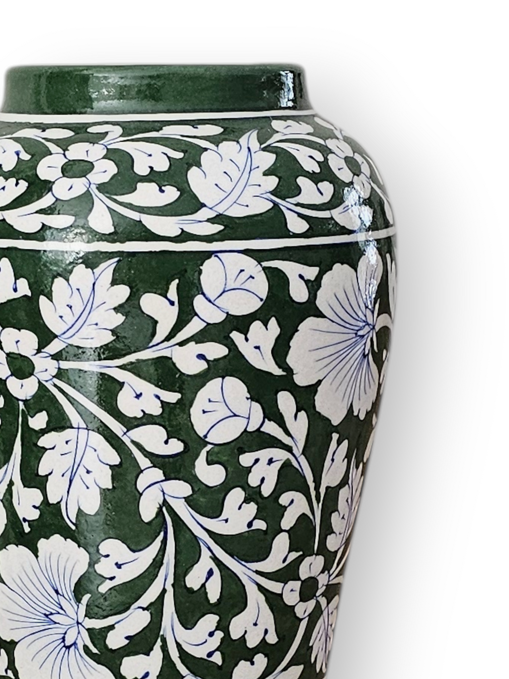 Artisan Blue Pottery Green Vase