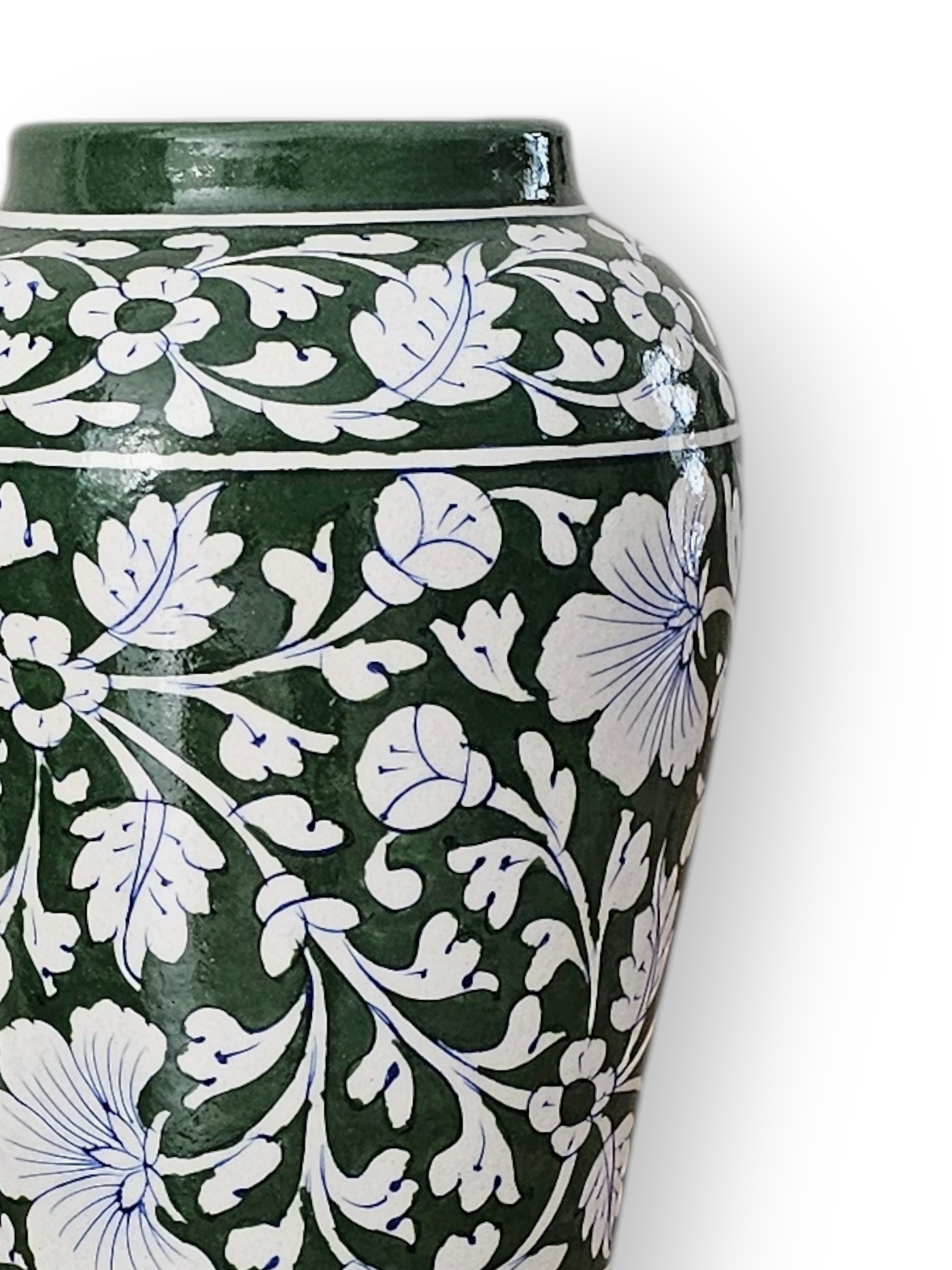 Artisan Blue Pottery Green Vase