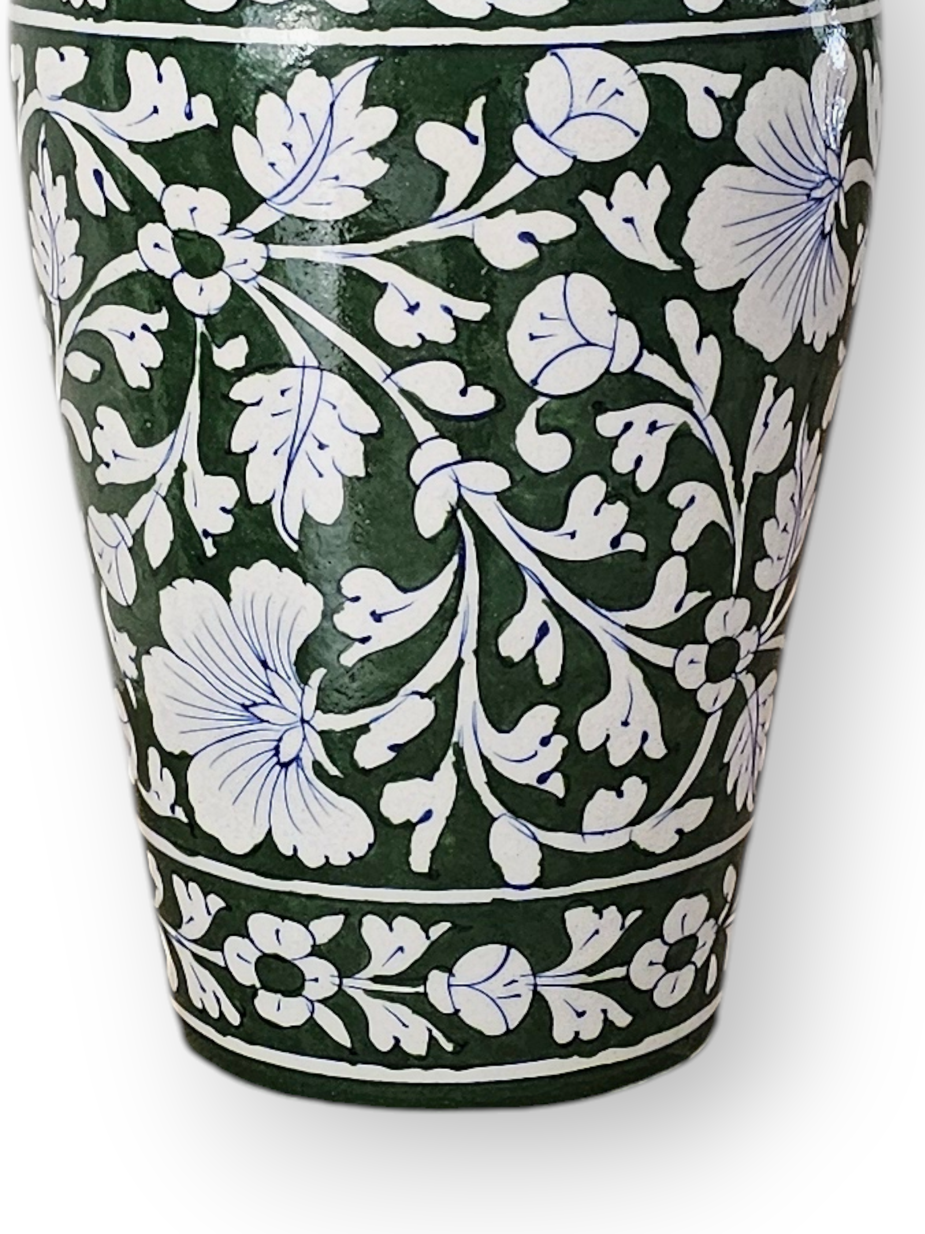 Artisan Blue Pottery Green Vase