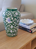 Artisan Blue Pottery Green Vase