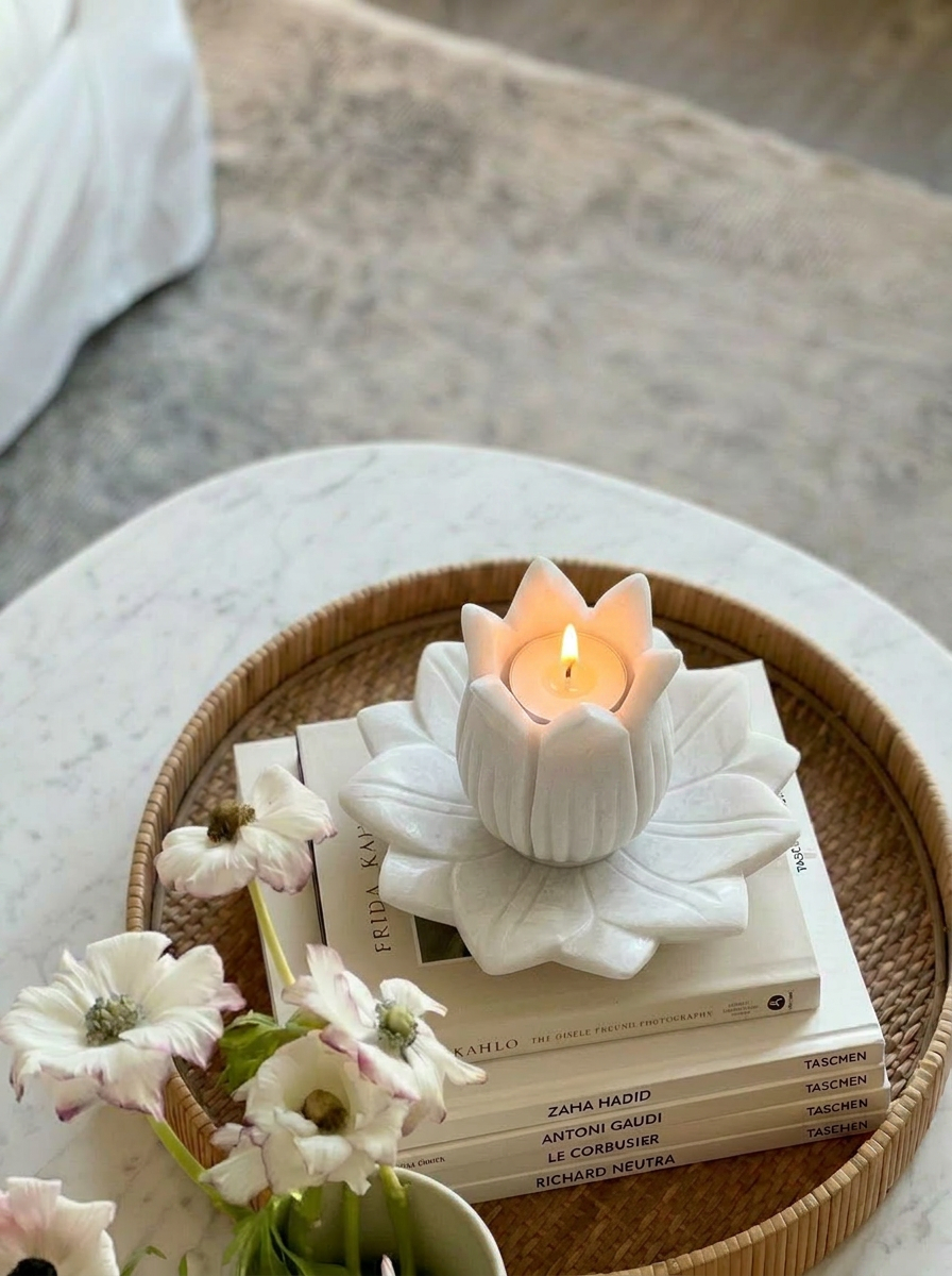 Marble Lotus Candle Holder