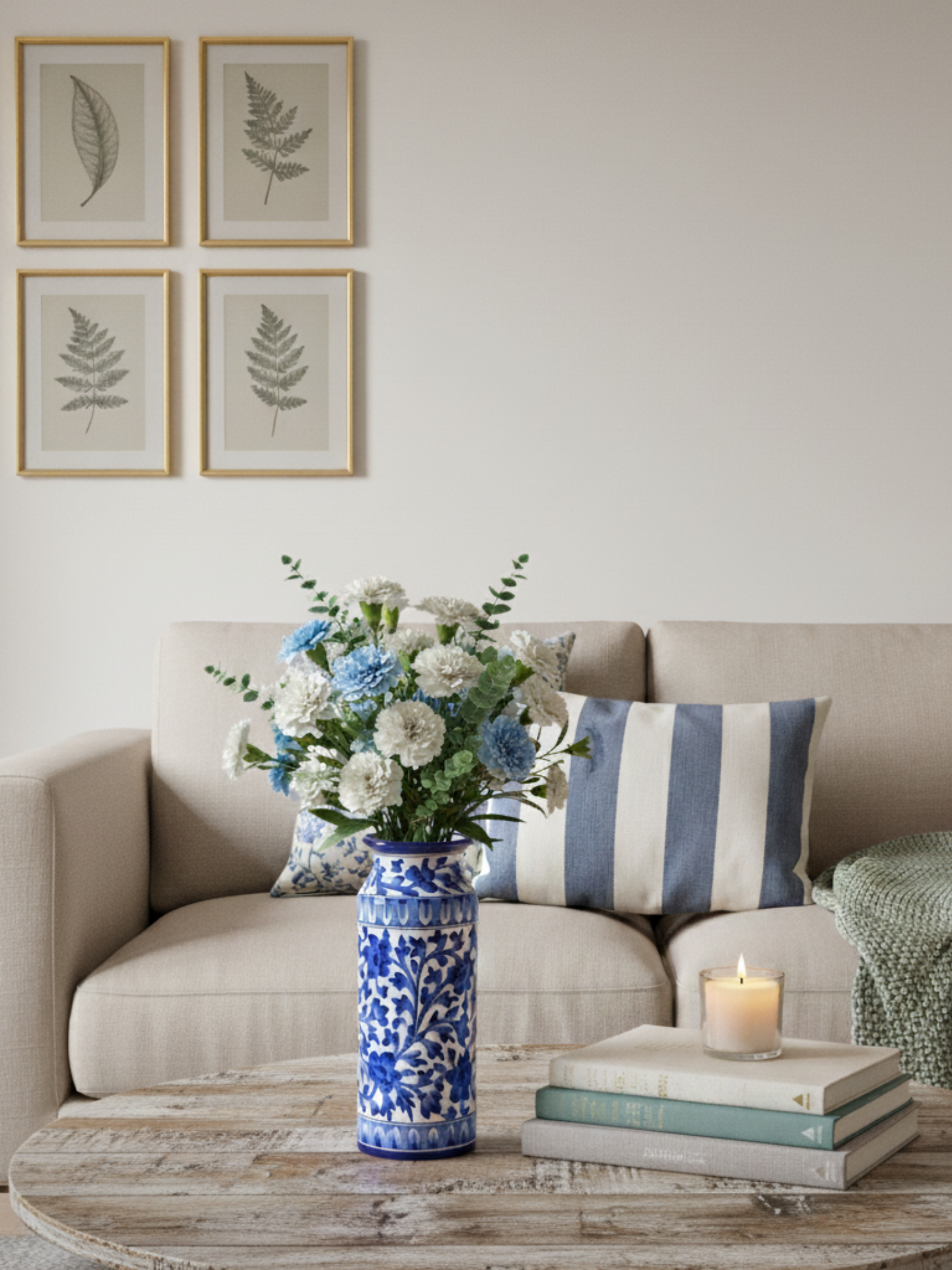 Artisan Blue Pottery - Long Vase