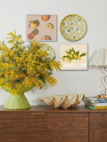 Blue Pottery Wall Plate - Yellow