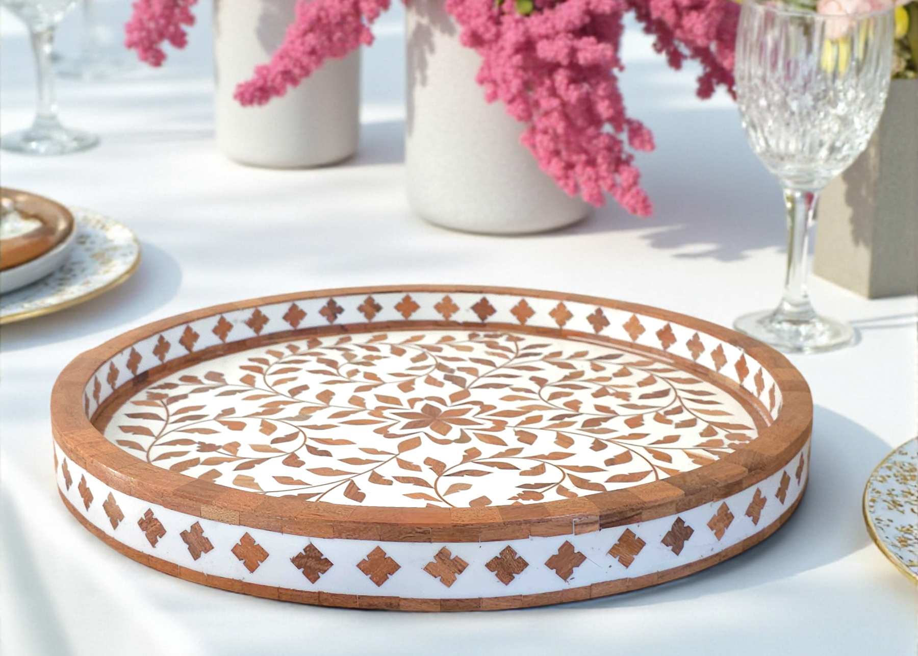 Artisan Wood Inlay Tray