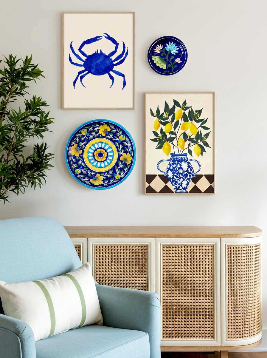 Blue Pottery Decorative Wall Plate – Lotus