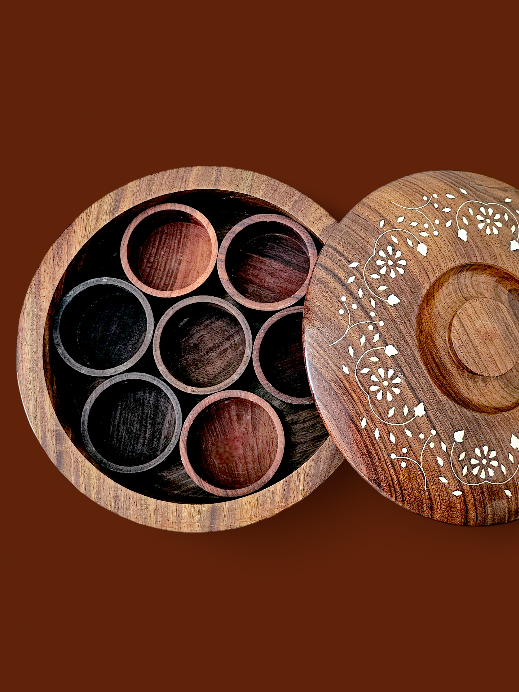 Handcrafted Wooden Inlay Spice Box