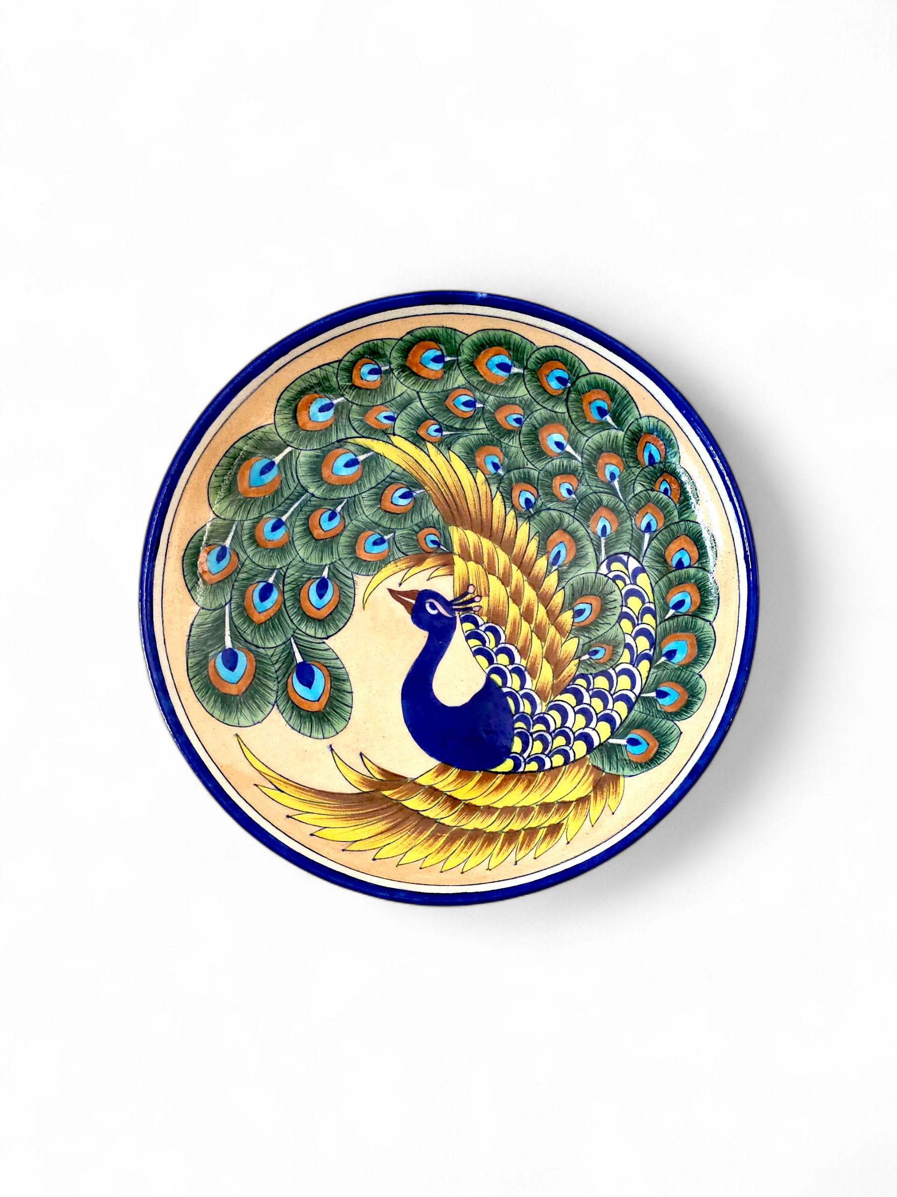 Peacock Blue Pottery Wall Plate