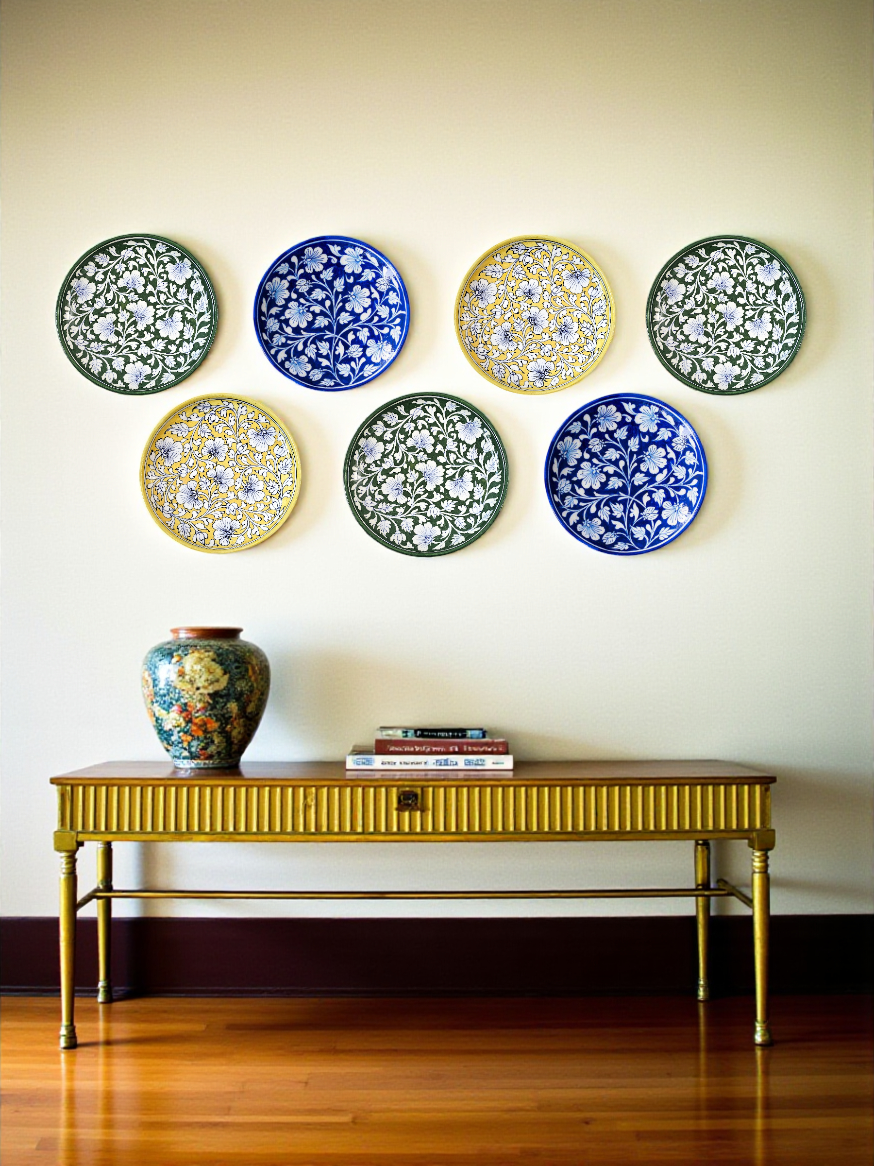 Blue Pottery Decorative Wall Plate - Dark Blue