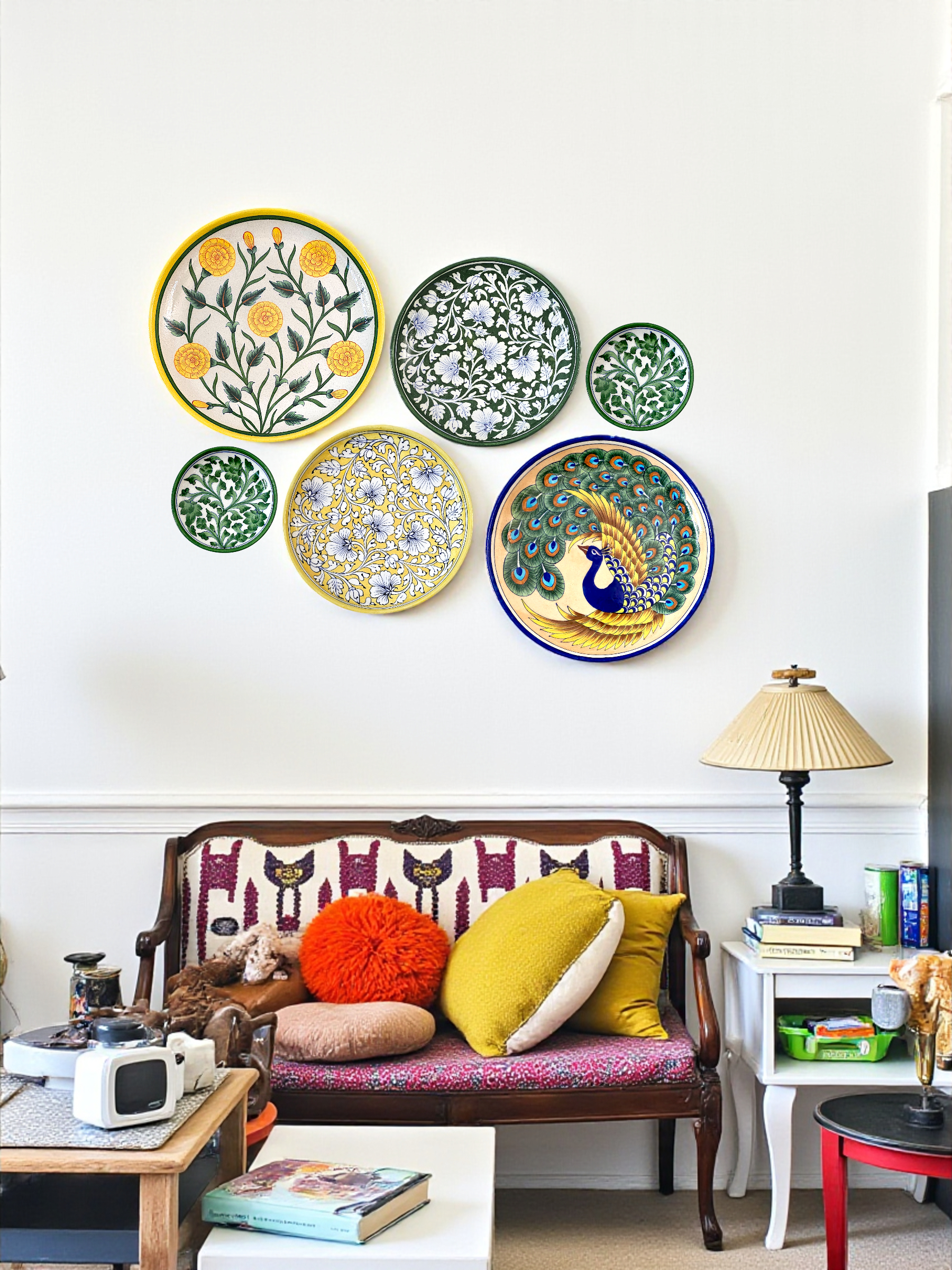 Peacock Blue Pottery Wall Plate