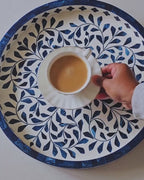 Wood Inlay Navy Blue Tray