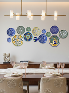 Floral Marigold Blue Pottery Wall Plate